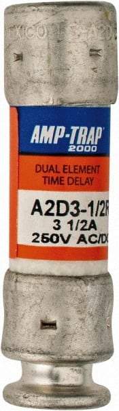 Ferraz Shawmut - 250 VAC/VDC, 3.5 Amp, Time Delay General Purpose Fuse - Clip Mount, 51mm OAL, 100 at DC, 200 at AC kA Rating, 9/16" Diam - Eagle Tool & Supply