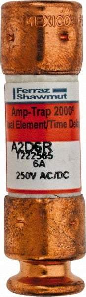 Ferraz Shawmut - 250 VAC/VDC, 6 Amp, Time Delay General Purpose Fuse - Clip Mount, 51mm OAL, 100 at DC, 200 at AC kA Rating, 9/16" Diam - Eagle Tool & Supply