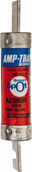 Ferraz Shawmut - 250 VAC/VDC, 80 Amp, Time Delay General Purpose Fuse - Clip Mount, 5-7/8" OAL, 100 at DC, 200 at AC kA Rating, 1-1/16" Diam - Eagle Tool & Supply