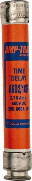 Ferraz Shawmut - 600 VAC/VDC, 0.2 Amp, Time Delay General Purpose Fuse - Clip Mount, 127mm OAL, 100 at DC, 200 at AC kA Rating, 13/16" Diam - Eagle Tool & Supply