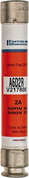 Ferraz Shawmut - 600 VAC/VDC, 2 Amp, Time Delay General Purpose Fuse - Clip Mount, 127mm OAL, 100 at DC, 200 at AC kA Rating, 13/16" Diam - Eagle Tool & Supply