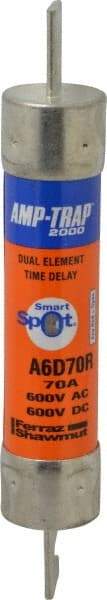 Ferraz Shawmut - 600 VAC/VDC, 70 Amp, Time Delay General Purpose Fuse - Clip Mount, 7-7/8" OAL, 100 at DC, 200 at AC kA Rating, 1-5/16" Diam - Eagle Tool & Supply