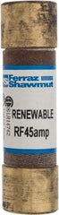 Ferraz Shawmut - 250 VAC, 45 Amp, Fast-Acting Renewable Fuse - Clip Mount, 76mm OAL, 10 at AC kA Rating, 13/16" Diam - Eagle Tool & Supply