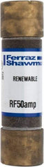 Ferraz Shawmut - 250 VAC, 50 Amp, Fast-Acting Renewable Fuse - Clip Mount, 76mm OAL, 10 at AC kA Rating, 13/16" Diam - Eagle Tool & Supply