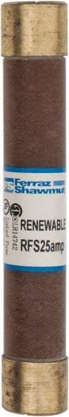 Ferraz Shawmut - 600 VAC, 25 Amp, Fast-Acting Renewable Fuse - Clip Mount, 127mm OAL, 10 at AC kA Rating, 13/16" Diam - Eagle Tool & Supply