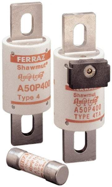 Ferraz Shawmut - 450 VDC, 500 VAC, 600 Amp, Fast-Acting Semiconductor/High Speed Fuse - Bolt-on Mount, 4-15/32" OAL, 100 at AC, 79 at DC kA Rating, 2" Diam - Eagle Tool & Supply