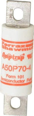 Ferraz Shawmut - 450 VDC, 500 VAC, 70 Amp, Fast-Acting Semiconductor/High Speed Fuse - Bolt-on Mount, 3-5/8" OAL, 100 at AC, 79 at DC kA Rating, 1" Diam - Eagle Tool & Supply