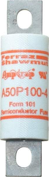 Ferraz Shawmut - 450 VDC, 500 VAC, 100 Amp, Fast-Acting Semiconductor/High Speed Fuse - Bolt-on Mount, 3-5/8" OAL, 100 at AC, 79 at DC kA Rating, 1" Diam - Eagle Tool & Supply