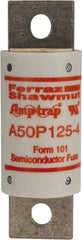 Ferraz Shawmut - 450 VDC, 500 VAC, 125 Amp, Fast-Acting Semiconductor/High Speed Fuse - Bolt-on Mount, 3-5/8" OAL, 100 at AC, 79 at DC kA Rating, 31mm Diam - Eagle Tool & Supply