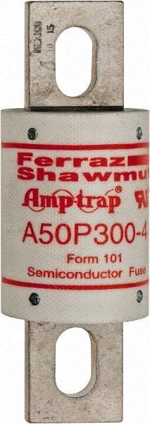 Ferraz Shawmut - 450 VDC, 500 VAC, 300 Amp, Fast-Acting Semiconductor/High Speed Fuse - Bolt-on Mount, 4-11/32" OAL, 100 at AC, 79 at DC kA Rating, 1-1/2" Diam - Eagle Tool & Supply