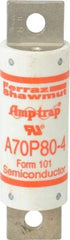 Ferraz Shawmut - 650 VDC, 700 VAC, 80 Amp, Fast-Acting Semiconductor/High Speed Fuse - Bolt-on Mount, 4-3/8" OAL, 100 at AC/DC kA Rating, 31mm Diam - Eagle Tool & Supply