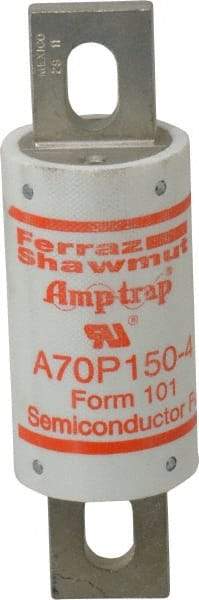 Ferraz Shawmut - 650 VDC, 700 VAC, 150 Amp, Fast-Acting Semiconductor/High Speed Fuse - Bolt-on Mount, 5-3/32" OAL, 100 at AC/DC kA Rating, 1-1/2" Diam - Eagle Tool & Supply