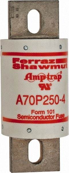 Ferraz Shawmut - 650 VDC, 700 VAC, 250 Amp, Fast-Acting Semiconductor/High Speed Fuse - Bolt-on Mount, 5-3/32" OAL, 100 at AC/DC kA Rating, 2" Diam - Eagle Tool & Supply