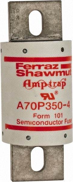 Ferraz Shawmut - 650 VDC, 700 VAC, 350 Amp, Fast-Acting Semiconductor/High Speed Fuse - Bolt-on Mount, 5-3/32" OAL, 100 at AC/DC kA Rating, 2" Diam - Eagle Tool & Supply