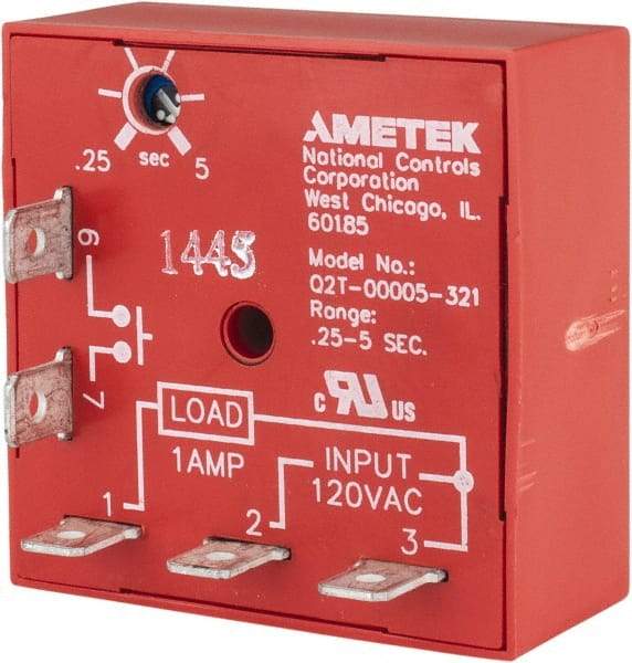 NCC - 5 Pin, Time Delay Relay - 1 at Resistive or Inductive Load Contact Amp, 120 VAC, On Board Trimpot - Eagle Tool & Supply