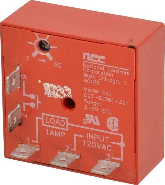 NCC - 5 Pin, Time Delay Relay - 1 at Resistive or Inductive Load Contact Amp, 120 VAC, On Board Trimpot - Eagle Tool & Supply