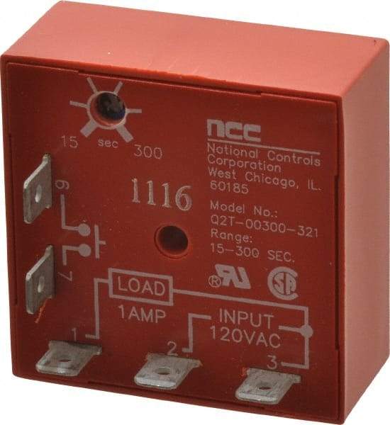 NCC - 5 Pin, Time Delay Relay - 1 at Resistive or Inductive Load Contact Amp, 120 VAC, On Board Trimpot - Eagle Tool & Supply