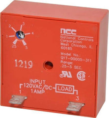 NCC - 2 Pin, Time Delay Relay - 1 at Resistive or Inductive Load Contact Amp, 120 VAC/VDC, On Board Trimpot - Eagle Tool & Supply