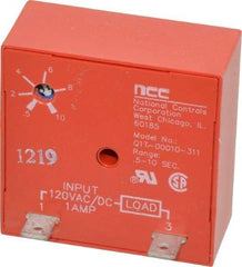 NCC - 2 Pin, Time Delay Relay - 1 at Resistive or Inductive Load Contact Amp, 120 VAC/VDC, On Board Trimpot - Eagle Tool & Supply