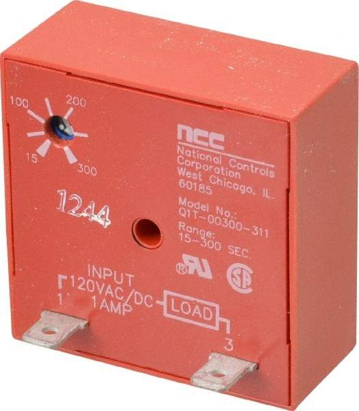 NCC - 2 Pin, Time Delay Relay - 1 at Resistive or Inductive Load Contact Amp, 120 VAC/VDC, On Board Trimpot - Eagle Tool & Supply