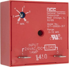 NCC - 2 Pin, Time Delay Relay - 1 at Resistive or Inductive Load Contact Amp, 24 VAC/VDC, On Board Trimpot - Eagle Tool & Supply