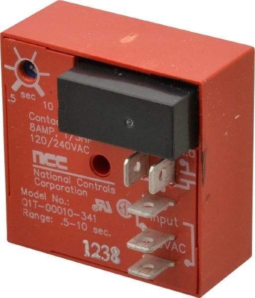 NCC - 5 Pin, SPDT Time Delay Relay - 8 at 250 VAC Resistive Load Contact Amp, 120 VAC, On Board Trimpot - Eagle Tool & Supply