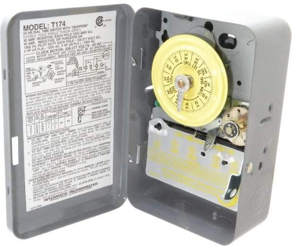 Intermatic - 24 hr Indoor Analog Electromechanical Timer Switch - 12 On/Off per Day, 208 to 277 VAC, 60 Hz, - Eagle Tool & Supply