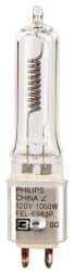 Philips - 1,000 Watt, 120 Volt, Halogen Miniature & Specialty T3 Lamp - Medium Bi-Pin Base, 750 to 1599 Equivalent Range, Neutral (3,000 to 3,699), 2-1/8" OAL - Eagle Tool & Supply