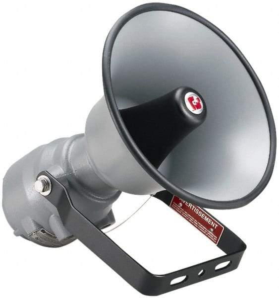 Federal Signal Corp - 15 Max Watt, 13.1 Inch Diameter, Round Aluminum Explosion Proof Horn and Speaker - Weather and Waterproof, 16.3 Inch Deep, Includes 25, 70 Volt Transformer - Eagle Tool & Supply