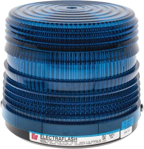 Federal Signal Corp - 12 VDC, 3R NEMA Rated, Strobe Tube, Blue, Strobe Light - 80 Flashes per min, 5-1/2 Inch Diameter, 5-1/16 Inch High, IP66 Ingress Rating, Surface Mount - Eagle Tool & Supply