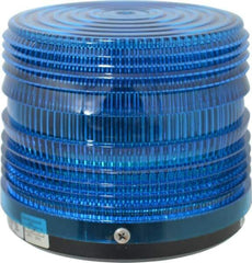 Federal Signal Corp - 120 VAC, 3R NEMA Rated, Strobe Tube, Blue, Strobe Light - 80 Flashes per min, 1/2 Inch Pipe, 5-1/2 Inch Diameter, 5-1/4 Inch High, IP66 Ingress Rating, Pipe Mount - Eagle Tool & Supply