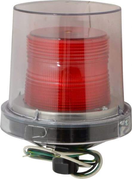 Federal Signal Corp - 120 VAC, 4X NEMA Rated, Strobe Tube, Red, Strobe Light - 80 Flashes per min, 1/2 Inch Pipe, 5-1/2 Inch Diameter, 7-1/4 Inch High, IP66 Ingress Rating, Pipe Mount - Eagle Tool & Supply