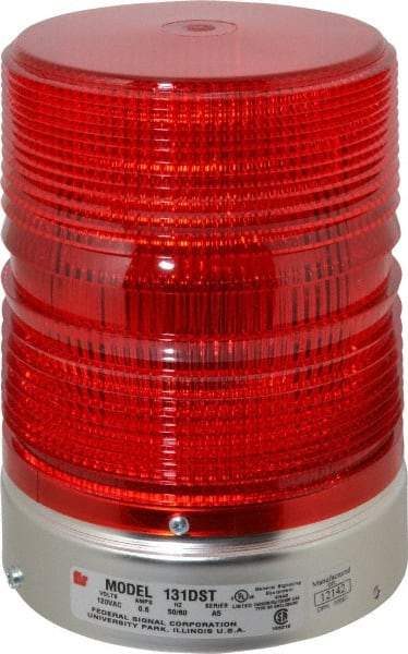 Federal Signal Corp - 120 VAC, 3R NEMA Rated, Strobe Tube, Red, Double Flash Strobe Light - 80 Flashes per min, 1/2 Inch Pipe, 5-11/16 Inch Diameter, 8-1/2 Inch High, IP45 Ingress Rating, Pipe Mount - Eagle Tool & Supply