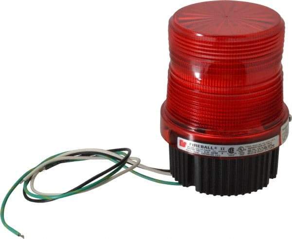 Federal Signal Corp - 120 VAC, 4X NEMA Rated, Strobe Tube, Red, Single Flash Strobe Light - 90 Flashes per min, 1/2 Inch Pipe, 3-15/16 Inch Diameter, 5-1/4 Inch High, IP66 Ingress Rating, Pipe Mount, Surface Mount - Eagle Tool & Supply