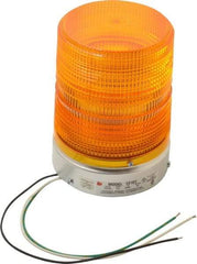 Federal Signal Corp - 120 VAC, 3R NEMA Rated, Strobe Tube, Amber, Single Flash Strobe Light - 80 Flashes per min, 1/2 Inch Pipe, 5.7 Inch Diameter, 8-1/2 Inch High, IP45 Ingress Rating, Pipe Mount - Eagle Tool & Supply