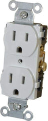 Hubbell Wiring Device-Kellems - 125 VAC, 15 Amp, 5-15R NEMA Configuration, White, Specification Grade, Self Grounding Duplex Receptacle - 1 Phase, 2 Poles, 3 Wire, Flush Mount - Eagle Tool & Supply