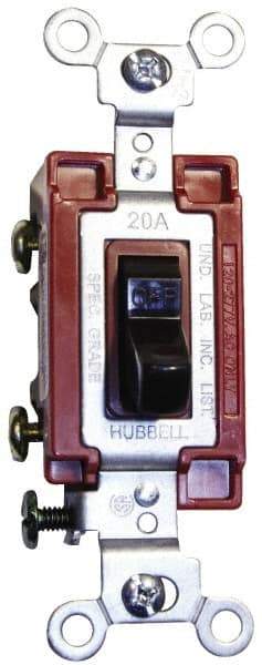 Hubbell Wiring Device-Kellems - 1 Pole, 120 to 277 VAC, 15 Amp, Commercial Grade, Toggle, Wall and Dimmer Light Switch - 4.06 Inch Wide x 103.2 mm High - Eagle Tool & Supply