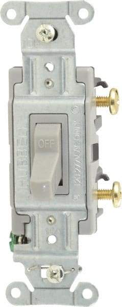 Hubbell Wiring Device-Kellems - 1 Pole, 120 to 277 VAC, 15 Amp, Commercial Grade, Toggle, Wall and Dimmer Light Switch - 4-1/16 Inch High - Eagle Tool & Supply