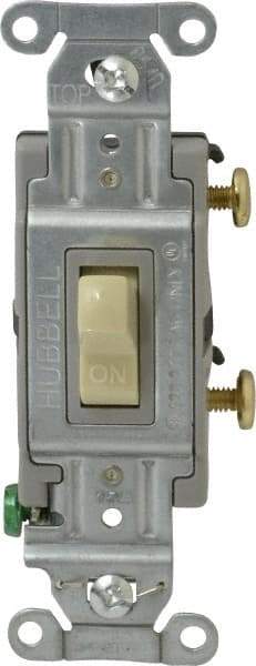 Hubbell Wiring Device-Kellems - 1 Pole, 120 to 277 VAC, 15 Amp, Commercial Grade, Toggle, Wall and Dimmer Light Switch - 4-1/16 Inch High - Eagle Tool & Supply