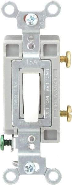 Hubbell Wiring Device-Kellems - 1 Pole, 120 to 277 VAC, 15 Amp, Commercial Grade, Toggle, Wall and Dimmer Light Switch - 4-1/16 Inch High - Eagle Tool & Supply