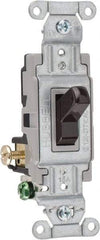 Hubbell Wiring Device-Kellems - 3 Pole, 120 to 277 VAC, 15 Amp, Commercial Grade, Toggle, Wall and Dimmer Light Switch - 4-1/16 Inch High - Eagle Tool & Supply