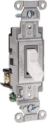 Hubbell Wiring Device-Kellems - 3 Pole, 120 to 277 VAC, 15 Amp, Commercial Grade, Toggle, Wall and Dimmer Light Switch - 4-1/16 Inch High - Eagle Tool & Supply