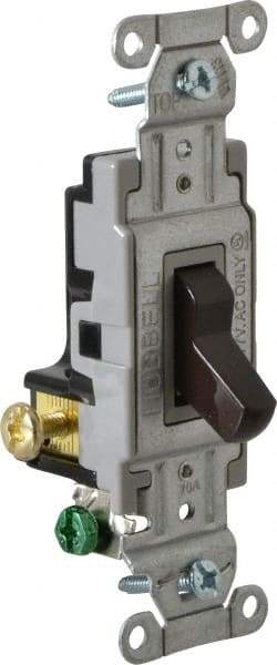 Hubbell Wiring Device-Kellems - 3 Pole, 120 to 277 VAC, 20 Amp, Commercial Grade, Toggle, Wall and Dimmer Light Switch - 4-1/16 Inch High - Eagle Tool & Supply