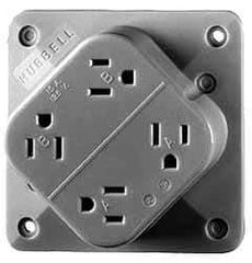 Hubbell Wiring Device-Kellems - 125 VAC, 15 Amp, 5-15R NEMA Configuration, Brown, Hospital Grade, Self Grounding Fourplex Receptacle - 1 Phase, 2 Poles, 3 Wire, Flush Mount, Impact Resistant - Eagle Tool & Supply