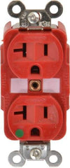 Hubbell Wiring Device-Kellems - 125 VAC, 20 Amp, 5-20R NEMA Configuration, Red, Hospital Grade, Self Grounding Duplex Receptacle - 1 Phase, 2 Poles, 3 Wire, Flush Mount, Tamper Resistant - Eagle Tool & Supply