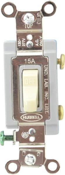 Hubbell Wiring Device-Kellems - 1 Pole, 120 to 277 VAC, 15 Amp, Industrial Grade Toggle, Wall and Dimmer Light Switch - 1-5/16 Inch Wide x 4-1/16 Inch High - Eagle Tool & Supply