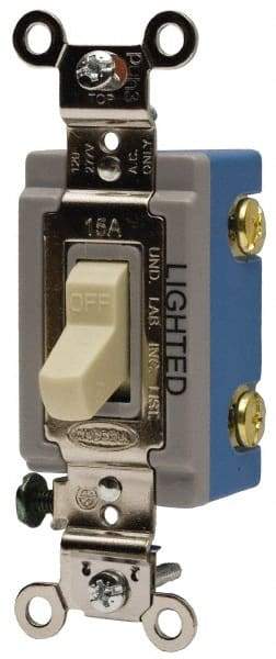 Hubbell Wiring Device-Kellems - 1 Pole, 120 VAC, 15 Amp, Residential Grade, Toggle, Wall and Dimmer Light Switch - 1-5/16 Inch Wide x 4-1/16 Inch High - Eagle Tool & Supply