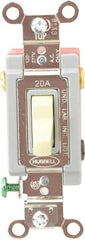 Hubbell Wiring Device-Kellems - 3 Pole, 120 to 277 VAC, 20 Amp, Industrial Grade, Toggle, Wall and Dimmer Light Switch - 1-5/16 Inch Wide x 4-1/16 Inch High - Eagle Tool & Supply