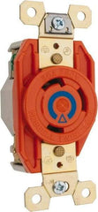 Hubbell Wiring Device-Kellems - 250 VAC, 30 Amp, 6-30R NEMA Configuration, Orange, Industrial Grade, Isolated Ground Single Receptacle - 1 Phase, 2 Poles, 3 Wire, Flush Mount - Eagle Tool & Supply