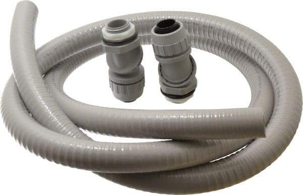 Hubbell Wiring Device-Kellems - 3/4" Trade Size, 6' Long, Flexible Liquidtight Conduit - PVC, 27.8mm ID, Gray - Eagle Tool & Supply